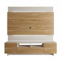 Manhattan Comfort 400251 Brill 71.06 2-Piece TV Stand and TV Panel with LED Lights in Cinnamon and Off White